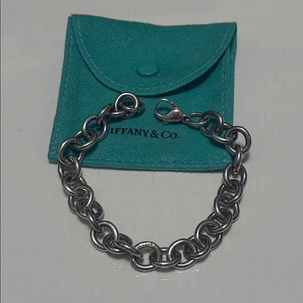 Tiffany & Co. Silver Bracelet with Teal Pouch - Picture 1 of 16